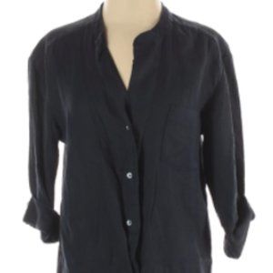 JAMES PERSE navy blue linen shirtdress